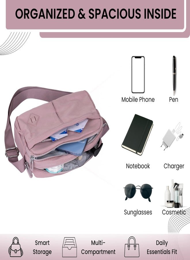 PRANIJ Women’s Crossbody Bag - Lightweight Waterproof Shoulder Bag with Multiple Pockets, Adjustable Strap, Stylish Travel Purse for Everyday Use (Orchid Blush) - Image 4